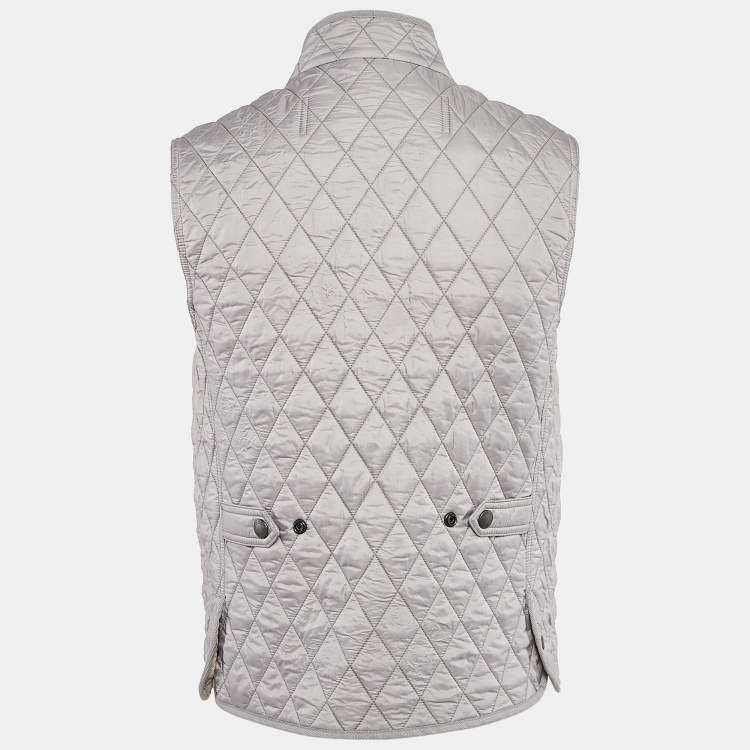Pre Owned Burberry Brit Grey Quilted Nylon Haymarket Vest S
