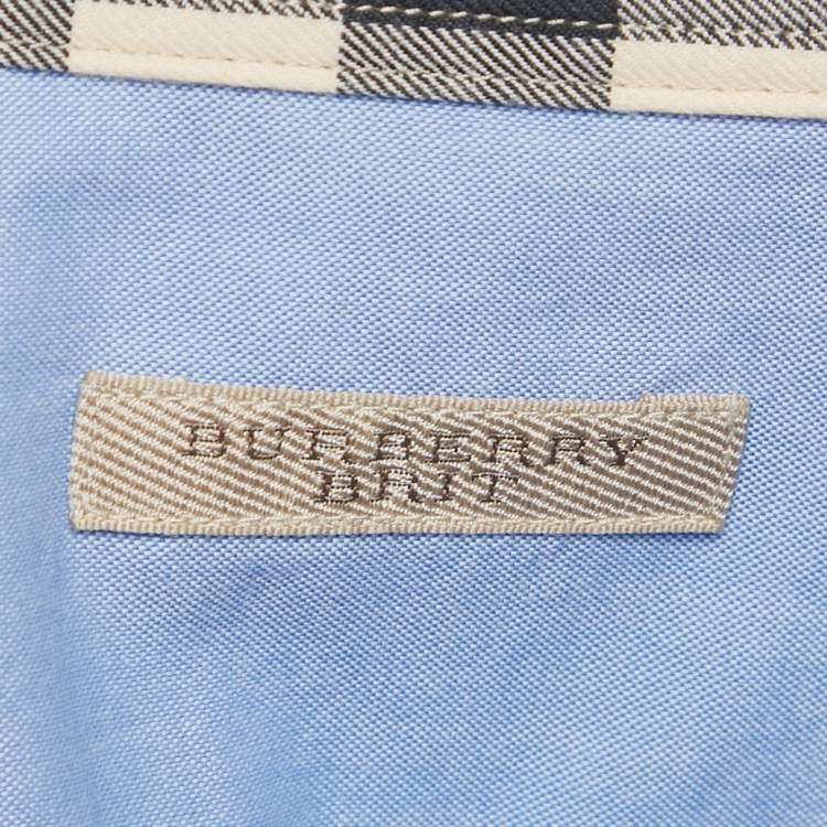 Pre Owned Burberry Brit Blue Cotton Button Front Shirt XL