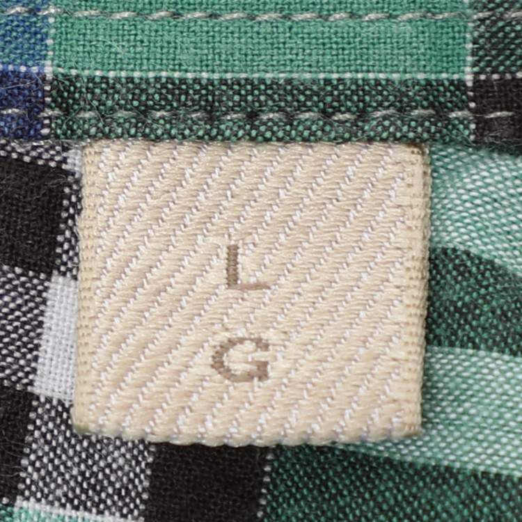 Pre Owned Burberry Brit Green Check Print Cotton Button Front Shirt L