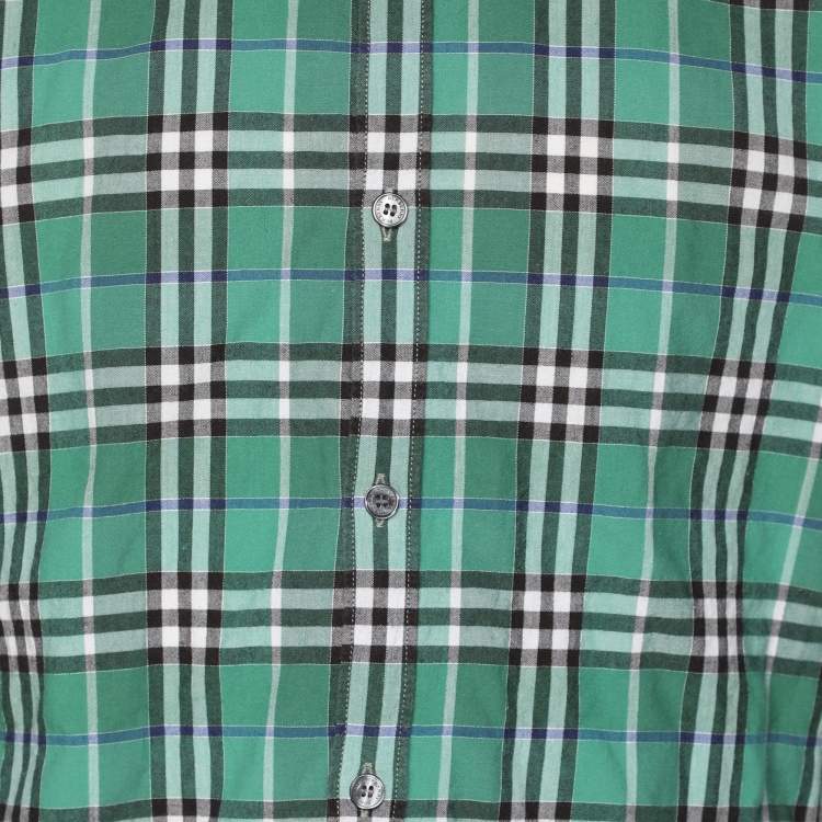 Pre Owned Burberry Brit Green Check Print Cotton Button Front Shirt L
