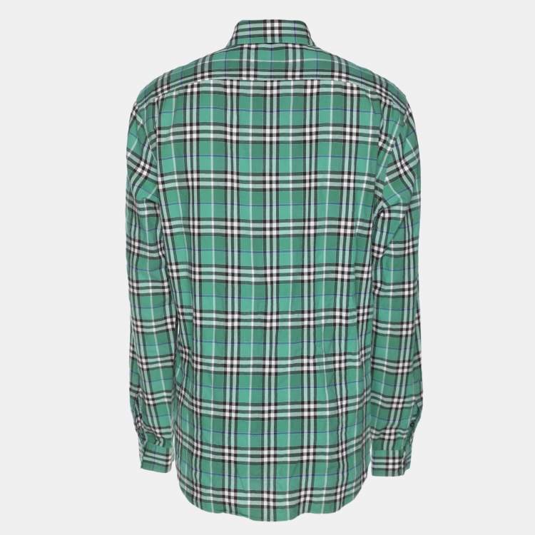 Pre Owned Burberry Brit Green Check Print Cotton Button Front Shirt L