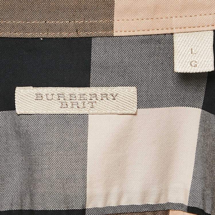 Pre Owned Burberry Brit Checks Cotton Long Sleeve Shirt L