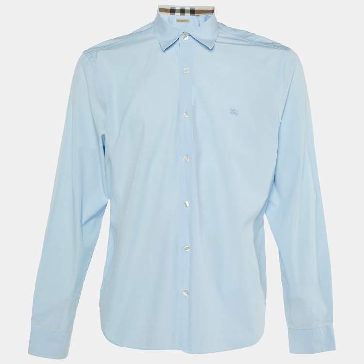 Pre Owned Burberry Brit Blue Cotton Button Front Shirt XL 
