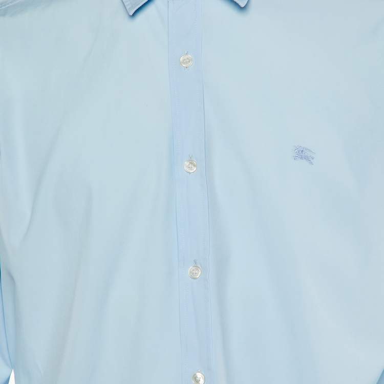 Pre Owned Burberry Brit Blue Cotton Button Front Shirt XL 