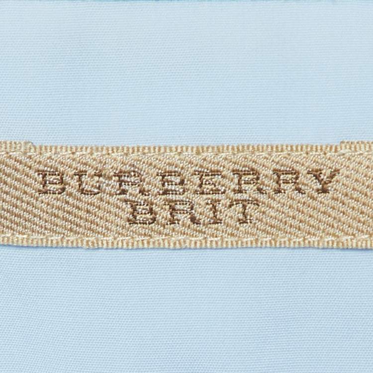 Pre Owned Burberry Brit Blue Cotton Button Front Shirt XL 