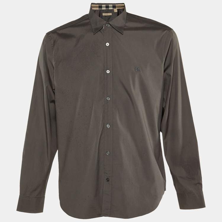 Pre Owned Burberry Brit Grey Cotton Button Front Shirt XL