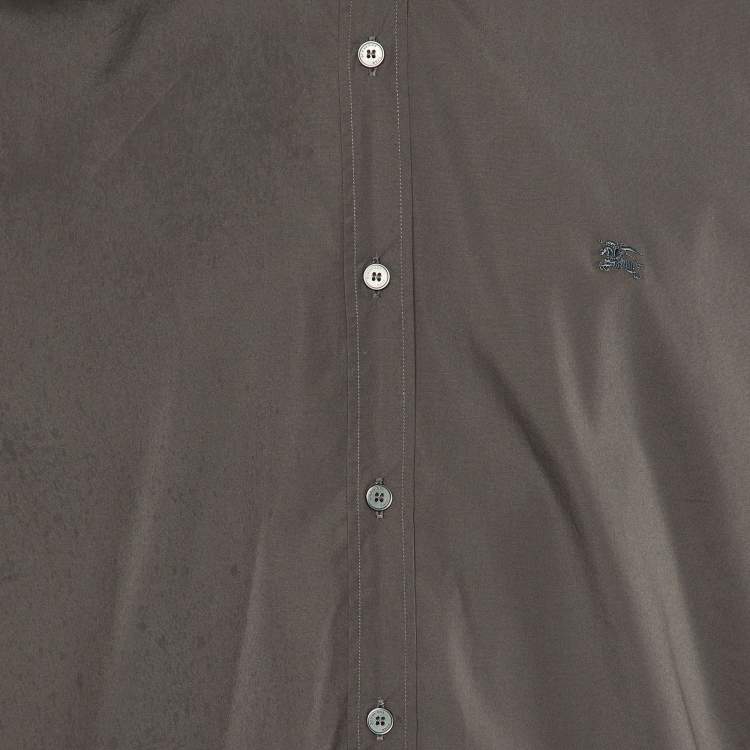 Pre Owned Burberry Brit Grey Cotton Button Front Shirt XL