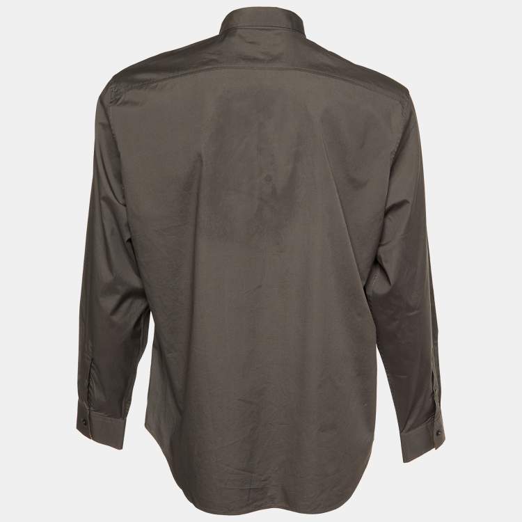 Pre Owned Burberry Brit Grey Cotton Button Front Shirt XL