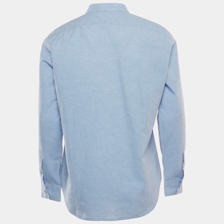 Pre Owned Burberry Brit Blue Cotton and Linen Button Down Shirt L