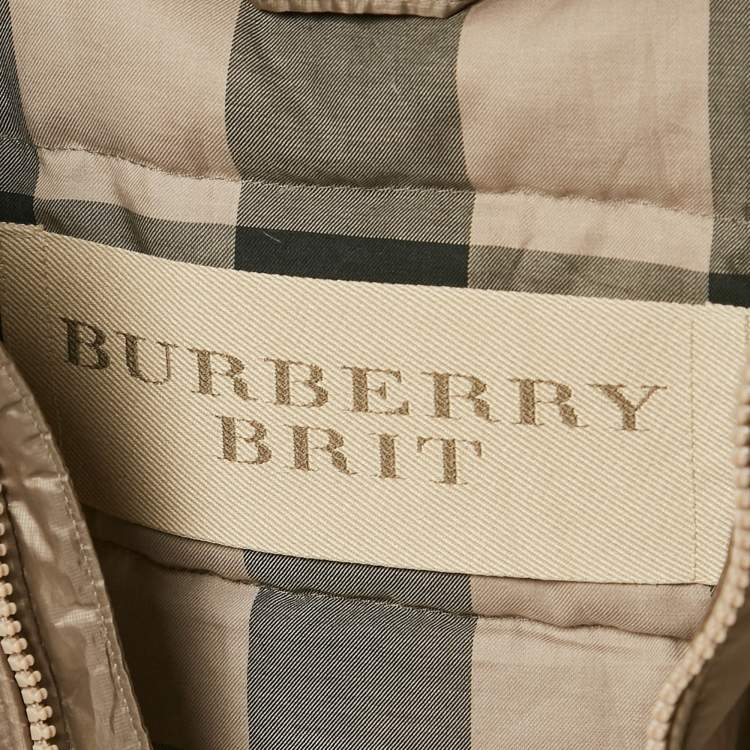 Pre Owned Burberry Brit Beige Nylon Hooded Down Vest L