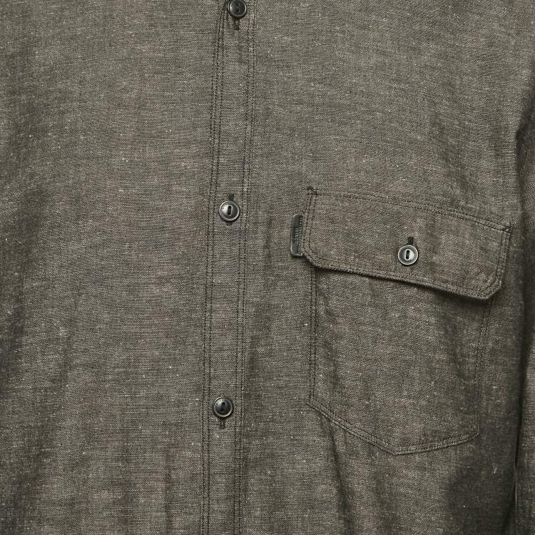 Pre Owned Burberry Brit Dark Grey Cotton Blend Button Front Shirt L