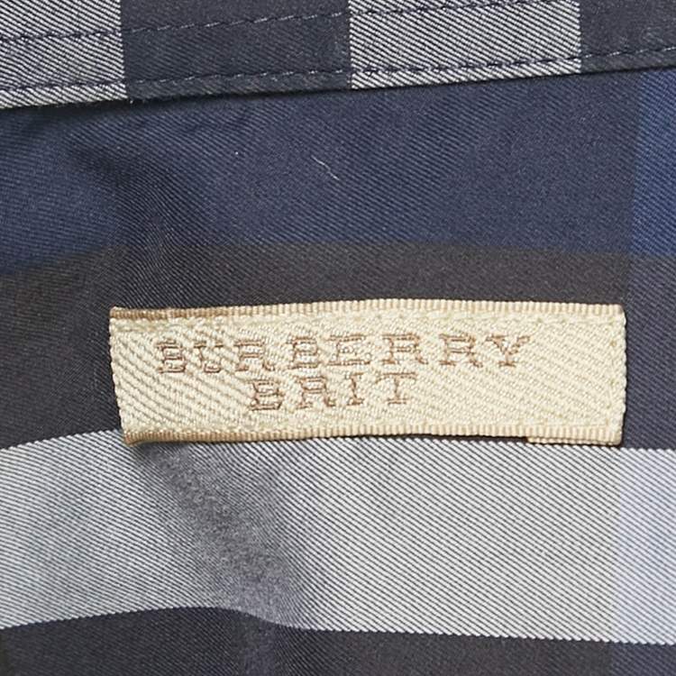 Pre Owned Burberry Brit Blue House Check Cotton Long Sleeve Shirt S