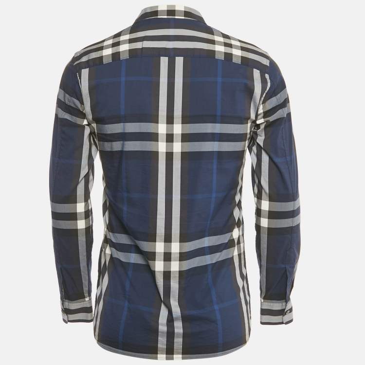 Pre Owned Burberry Brit Blue House Check Cotton Long Sleeve Shirt S
