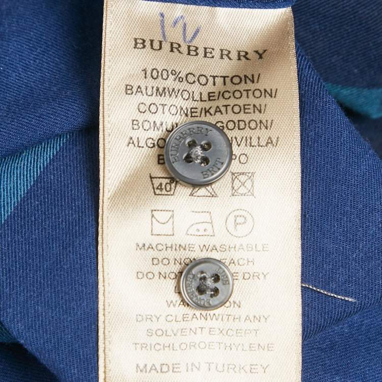 Pre Owned Burberry Brit Blue House Check Print Cotton Shirt L