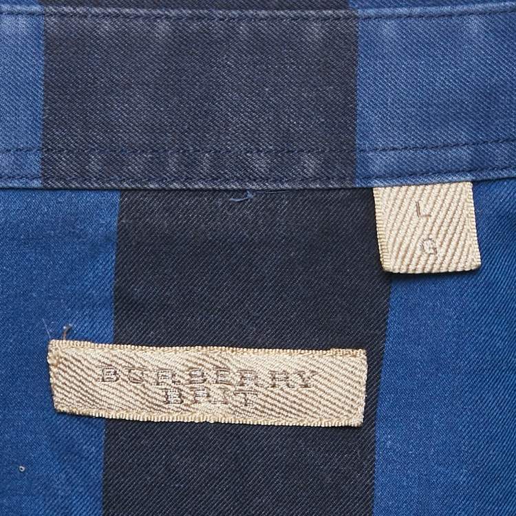Pre Owned Burberry Brit Blue House Check Print Cotton Shirt L