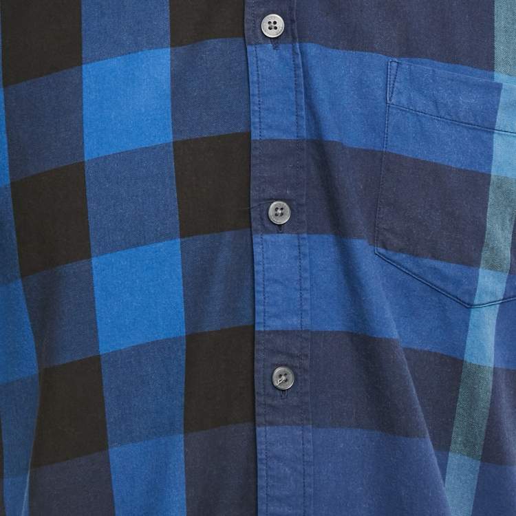 Pre Owned Burberry Brit Blue House Check Print Cotton Shirt L