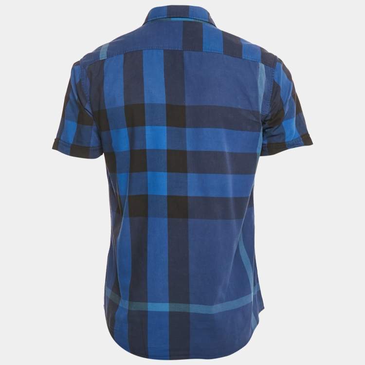 Pre Owned Burberry Brit Blue House Check Print Cotton Shirt L