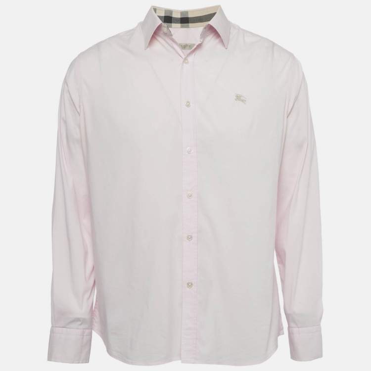 Pre Owned Burberry Brit Pink Logo Embroidered Cotton Shirt XL 