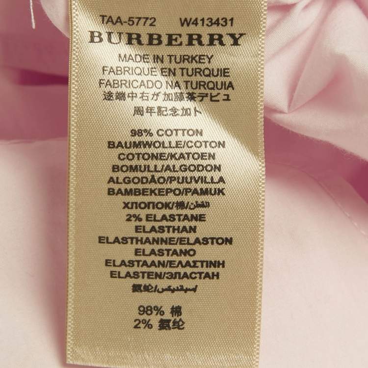 Pre Owned Burberry Brit Pink Logo Embroidered Cotton Shirt XL 