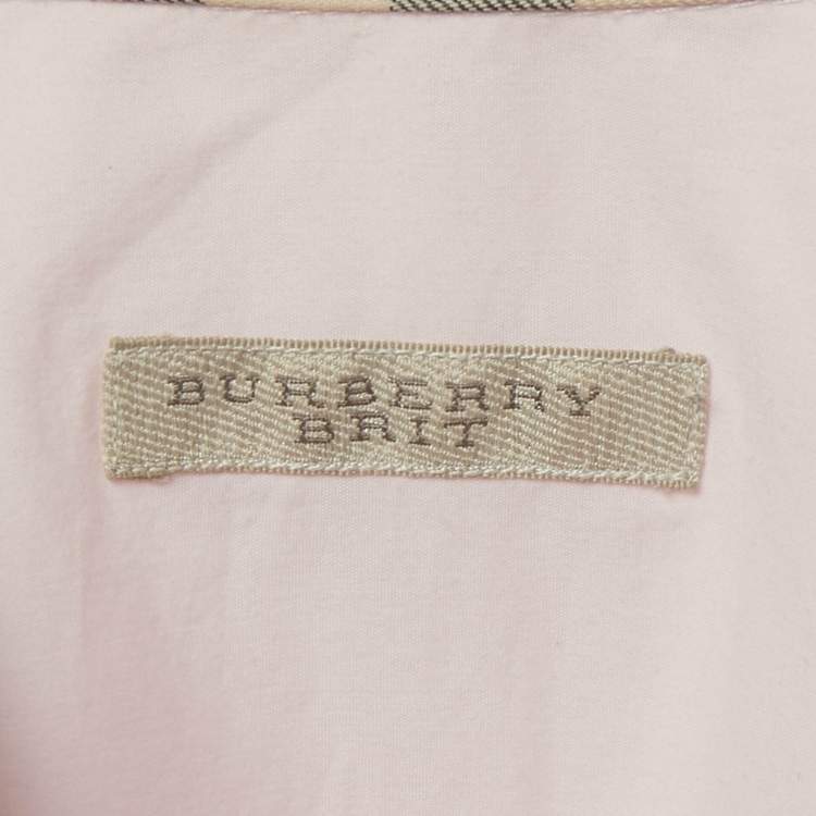 Pre Owned Burberry Brit Pink Logo Embroidered Cotton Shirt XL 