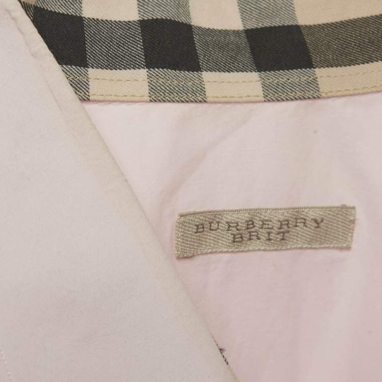Pre Owned Burberry Brit Pink Logo Embroidered Cotton Shirt XL 