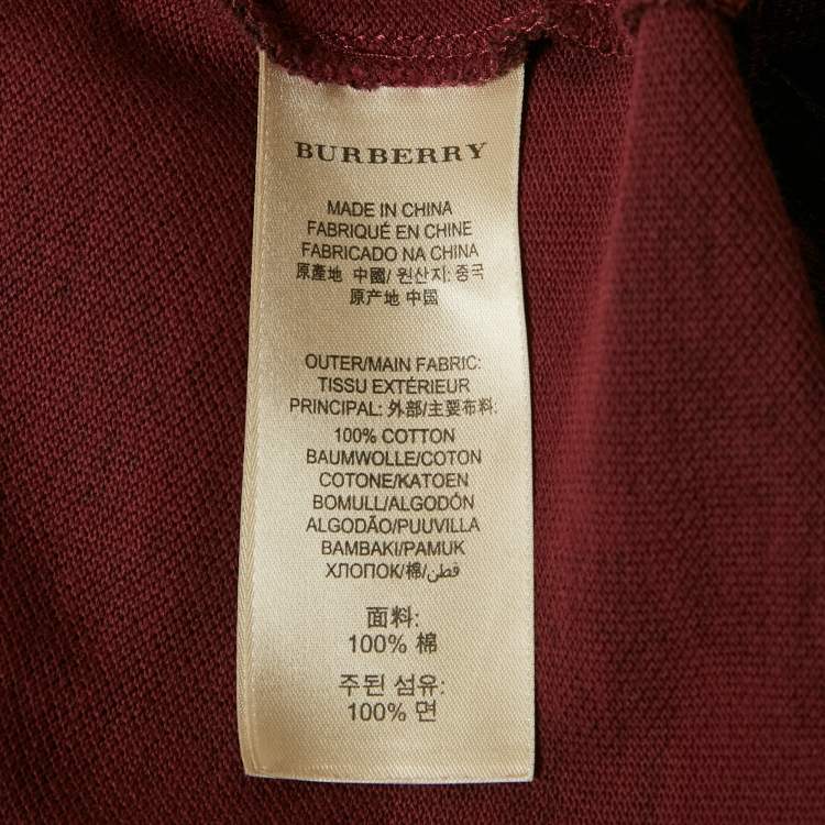Pre Owned Burberry Brit Burgundy Printed Cotton Pique Polo T-Shirt XL