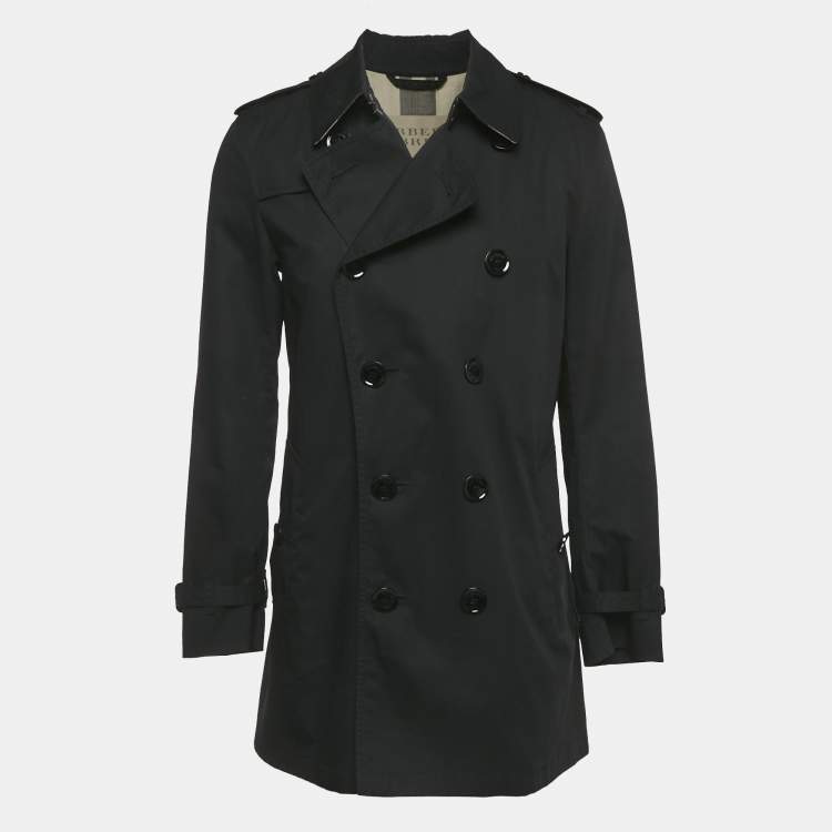 Pre Owned Burberry Brit Black Double Breasted Trench Coat M