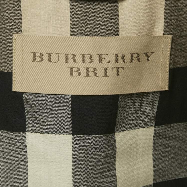 Pre Owned Burberry Brit Black Double Breasted Trench Coat M