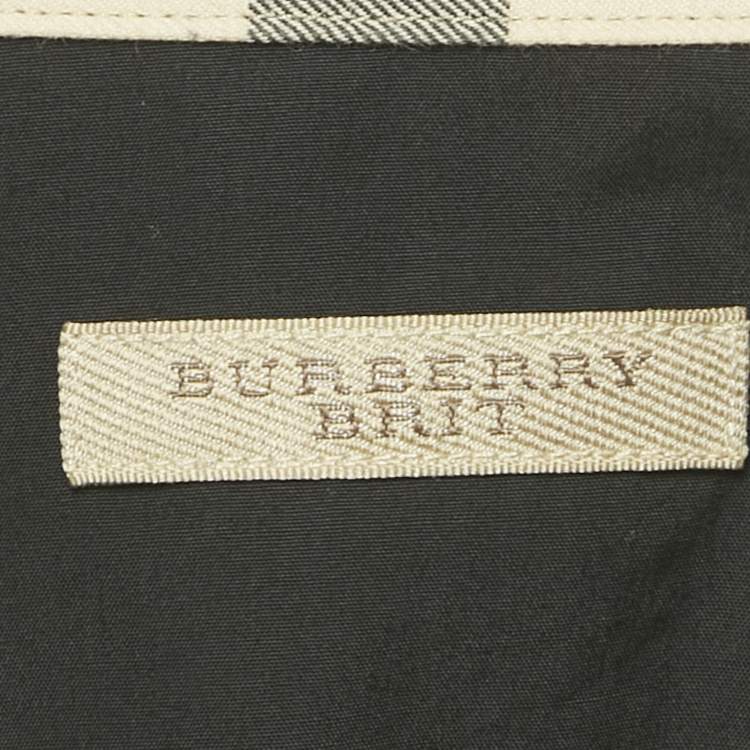 Pre Owned Burberry Brit Black Logo Embroidered Cotton Shirt XXL