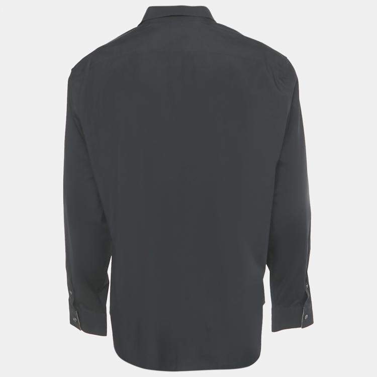 Pre Owned Burberry Brit Black Logo Embroidered Cotton Shirt XXL
