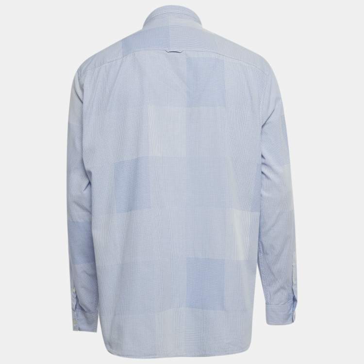 Pre Owned Burberry Brit Blue Checkered Cotton Full Sleeve Shirt XL 