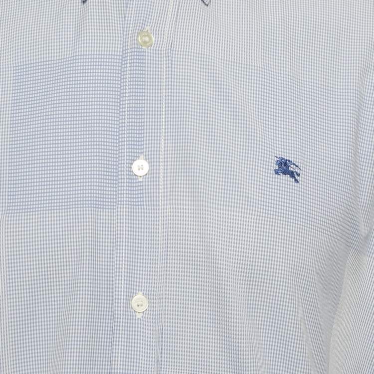 Pre Owned Burberry Brit Blue Checkered Cotton Full Sleeve Shirt XL 