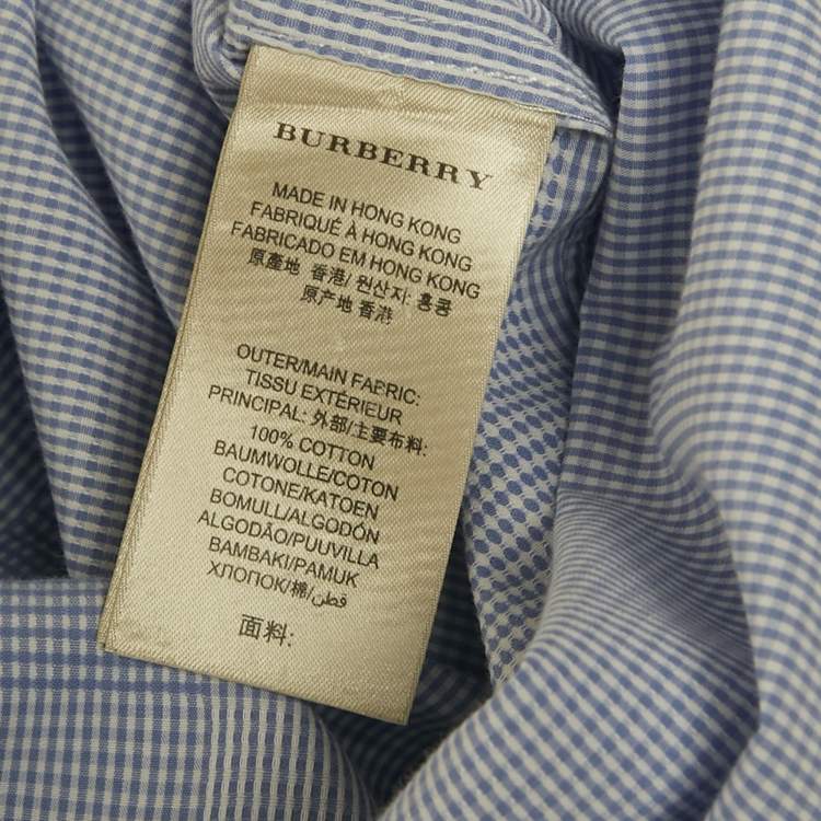 Pre Owned Burberry Brit Blue Checkered Cotton Full Sleeve Shirt XL 