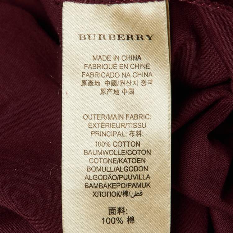 Pre Owned Burberry Brit Maroon Cotton Crew Neck T-Shirt L