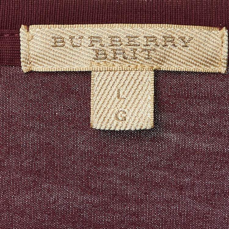 Pre Owned Burberry Brit Maroon Cotton Crew Neck T-Shirt L