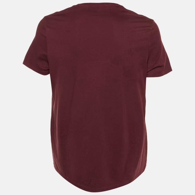 Pre Owned Burberry Brit Maroon Cotton Crew Neck T-Shirt L