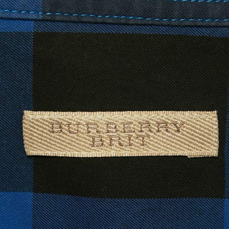 Pre Owned Burberry Brit Blue House Check Print Cotton Shirt XL