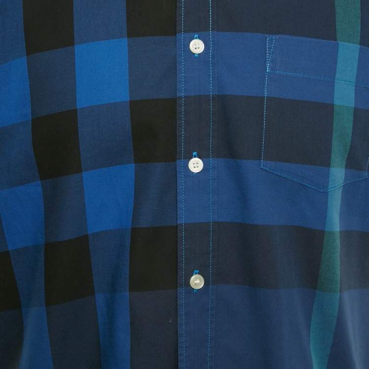 Pre Owned Burberry Brit Blue House Check Print Cotton Shirt XL