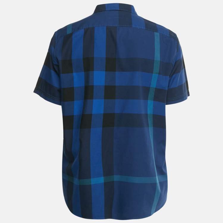 Pre Owned Burberry Brit Blue House Check Print Cotton Shirt XL