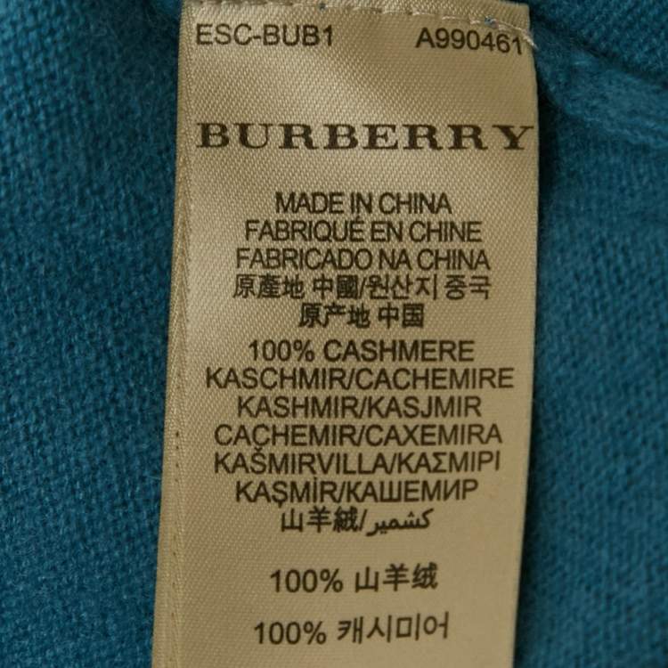 Pre Owned كنزة بربري بريت كاشمير زرقاء برقبة على شكل V مقاس صغير