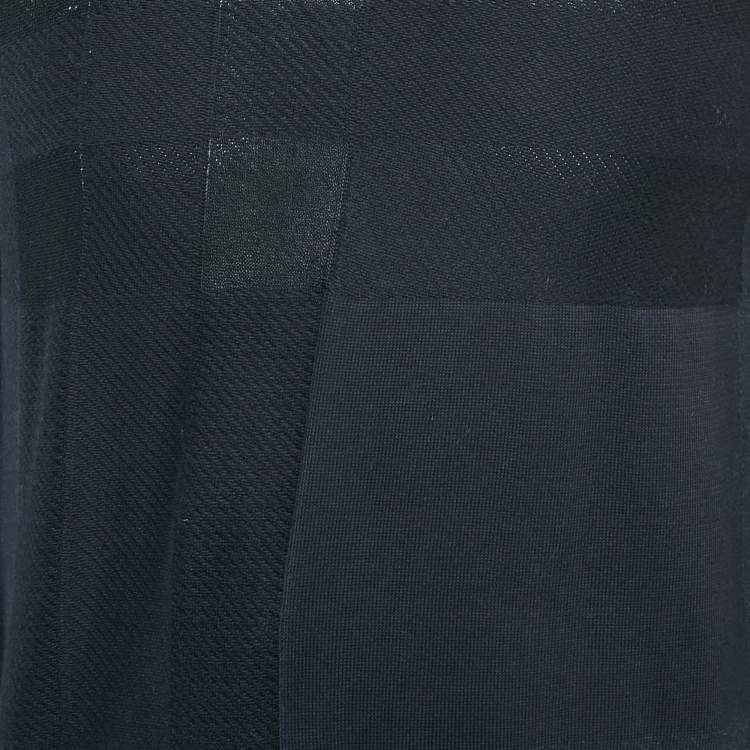 Pre Owned Burberry Brit Navy Blue Checks Cotton Knit Sweatshirt M