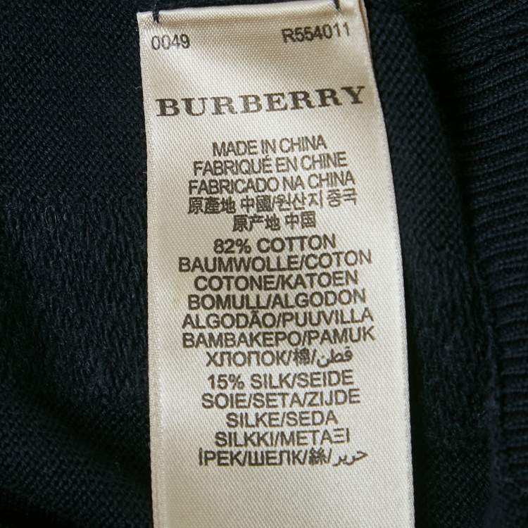 Pre Owned Burberry Brit Navy Blue Checks Cotton Knit Sweatshirt M