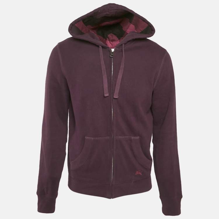 Pre Owned Burberry Brit Purple Cotton Knit Zip-Up Jacket M