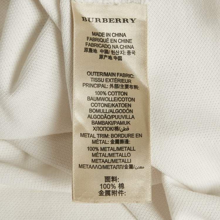 Pre Owned Burberry Brit White Pique Logo Detail Polo T-Shirt M