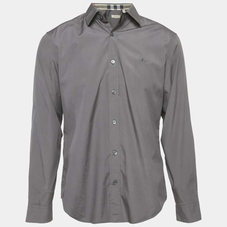 مملوكة مسبقًا Burberry Brit Grey Cotton Button Front Shirt L