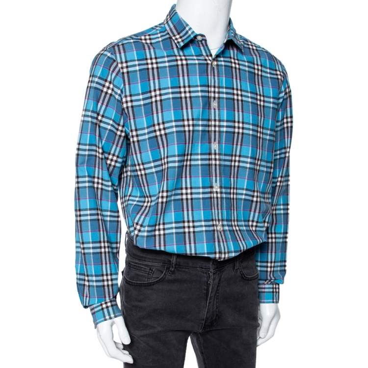 licentie Beperken teleurstellen Burberry Brit Blue Checked Cotton Button Front Shirt L Burberry Brit | TLC