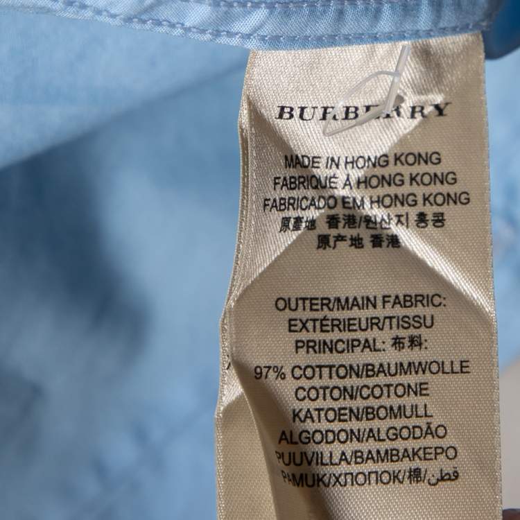 Pre Owned Burberry Brit Blue Cotton Long Sleeve Button Front Shirt S