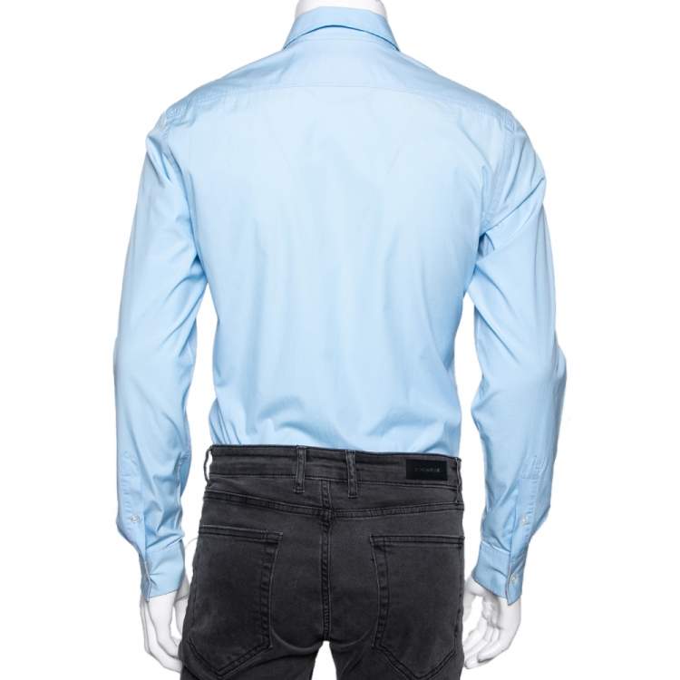 Pre Owned Burberry Brit Blue Cotton Long Sleeve Button Front Shirt S