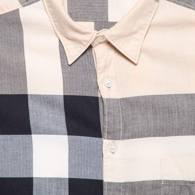 Pre Owned Burberry Brit Beige Checked Cotton Button Front Shirt S