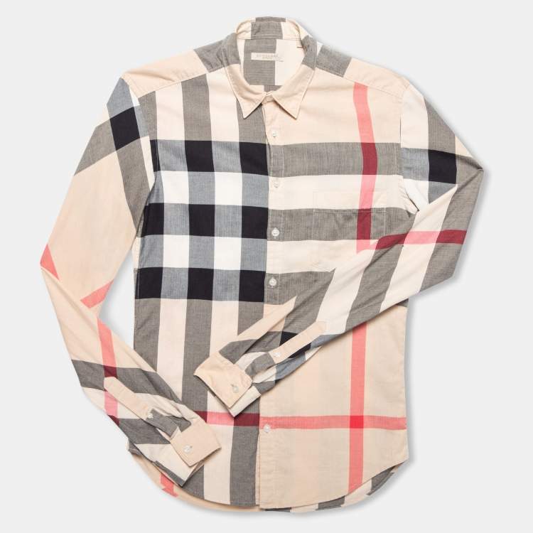 Pre Owned Burberry Brit Beige Checked Cotton Button Front Shirt S